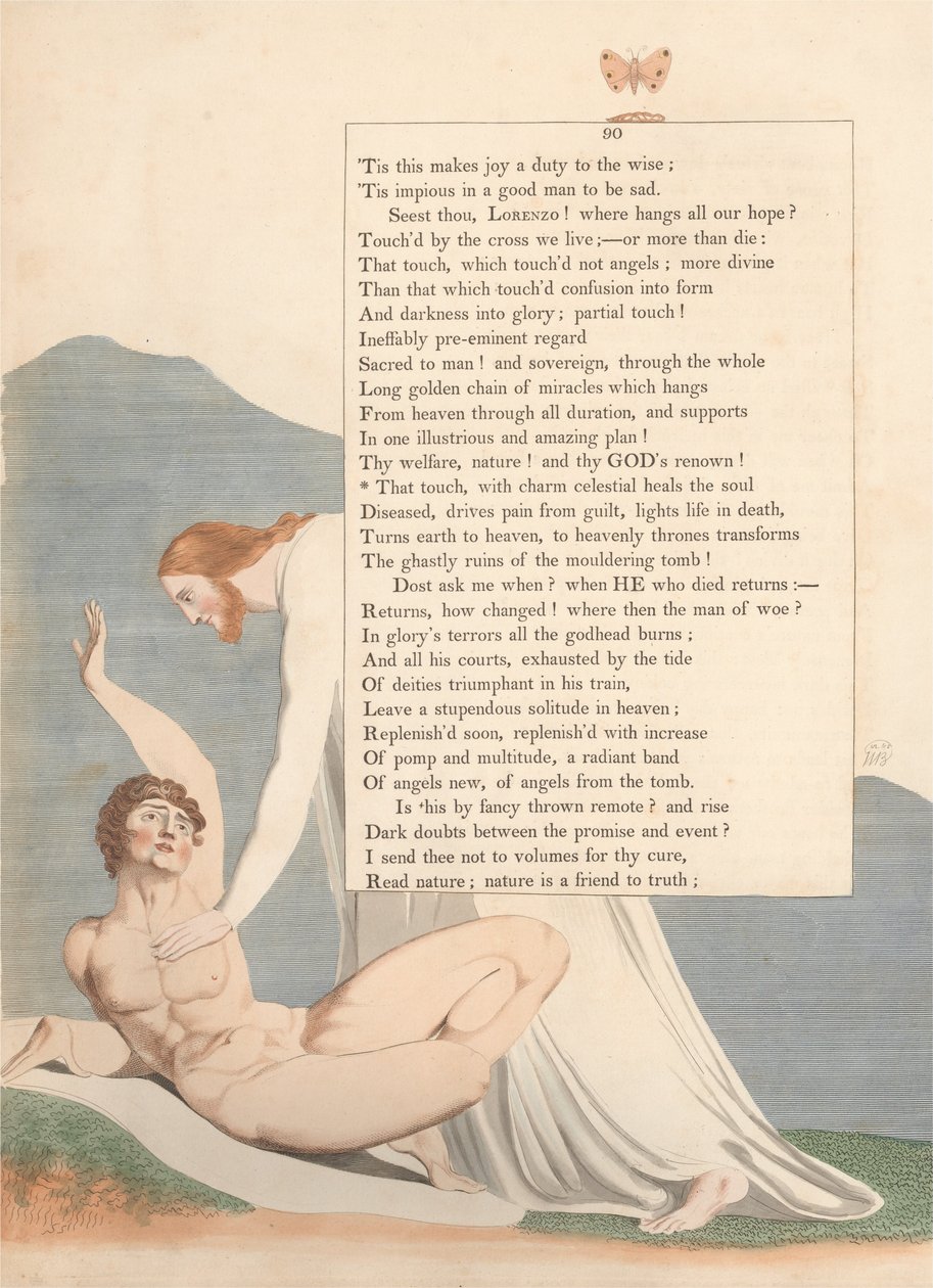 Gençlerin Gece Düşünceleri, Sayfa 90, O Dokunuş, Cazibeyle Göksel Ruhu İyileştirir by William Blake