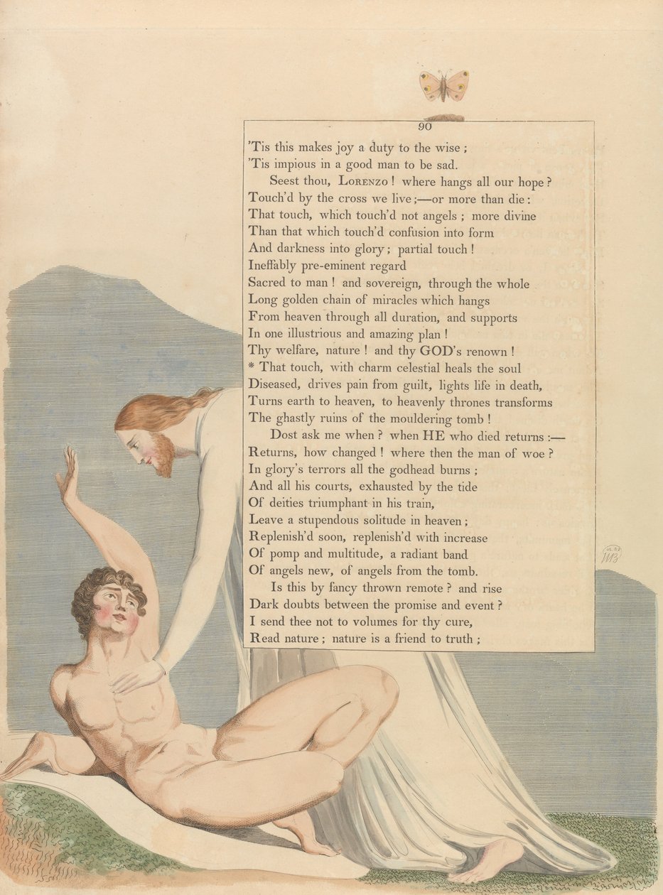 Gençler Gece Düşünceleri, Sayfa 90, O dokunuş, göksel çekicilikle ruhu iyileştirir by William Blake