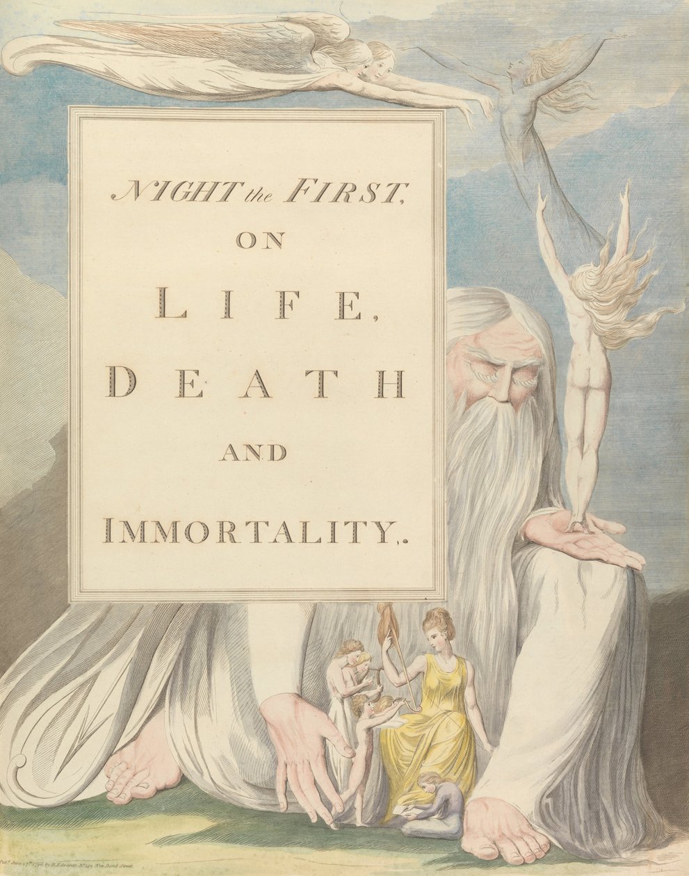 Gençlerin Gece Düşünceleri, Başlık Sayfası, İlk Gece, Yaşam, Ölüm ve Ölümsüzlük Üzerine. by William Blake