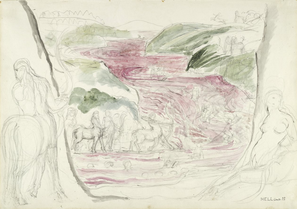 illustration to the Divine Comedy by Dante Alighieri, 1824-27 (pen & ink with wc over pencil and chalk on paper) by William Blake