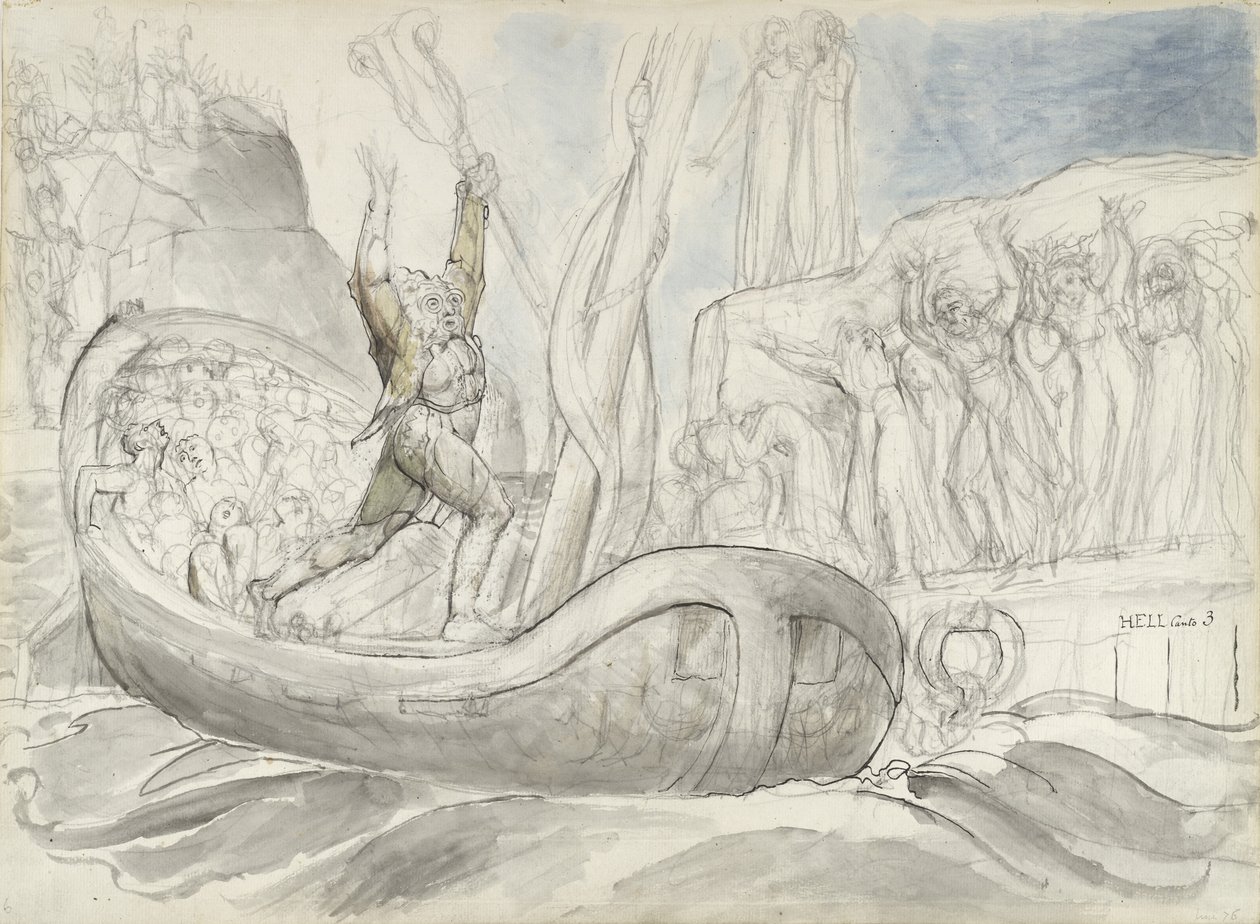 ishusho kuri Comedy Divine by Dante Alighieri, 1824-27 (ikaramu & wino hamwe na wc hejuru yikaramu na chalk kumpapuro) by William Blake