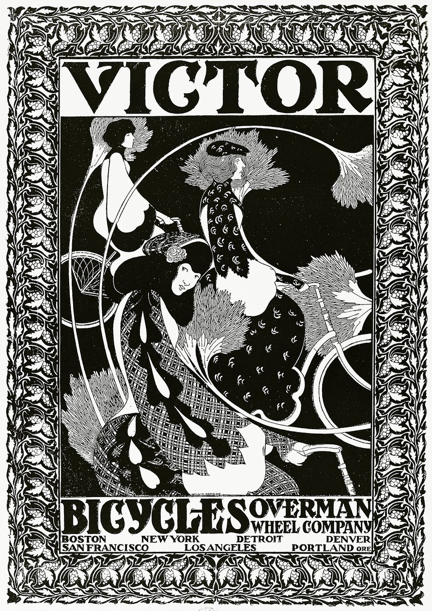 Poster advertising Victor Bicycles, 1895  by William Bradley