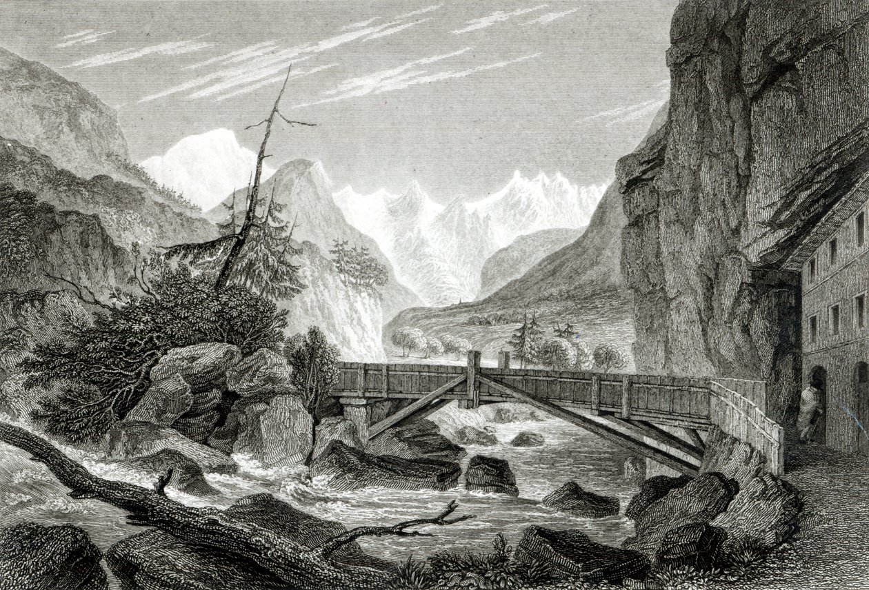C.Westwood tarafından kazınmış St. Didier Hamamlarından Mont Blanc by William Brockedon