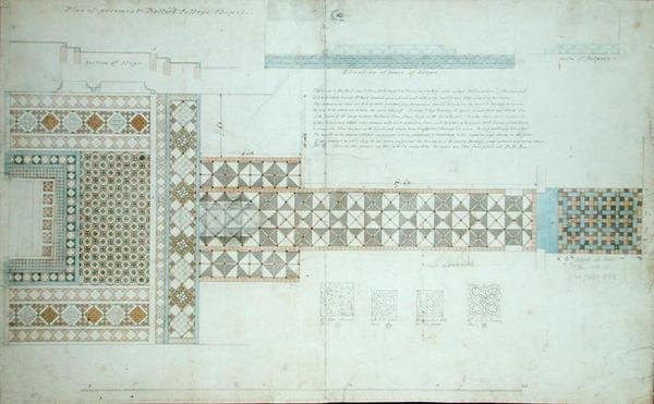 Kaldırım için Tasarım, Balliol College Chapel, Oxford, 1854-57 (kağıt üzerinde siyah mürekkep, kurşun kalem ve tuvalet) by William Butterfield
