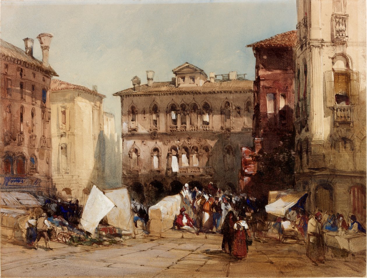 Palazzo Falier, Venedik, 1847 (kağıt üzerinde bc ve wc) by William Callow