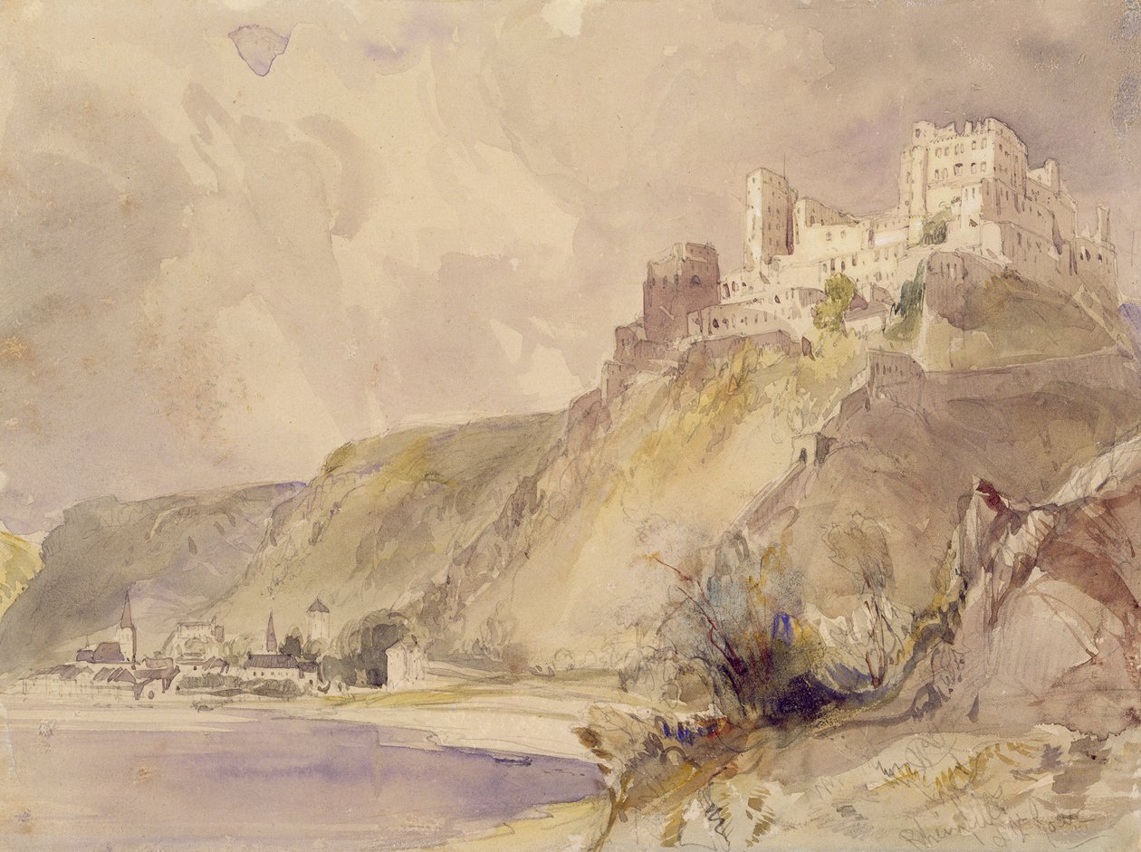 Rheinfels ve St. Goar (kağıt üzerinde wc) by William Callow