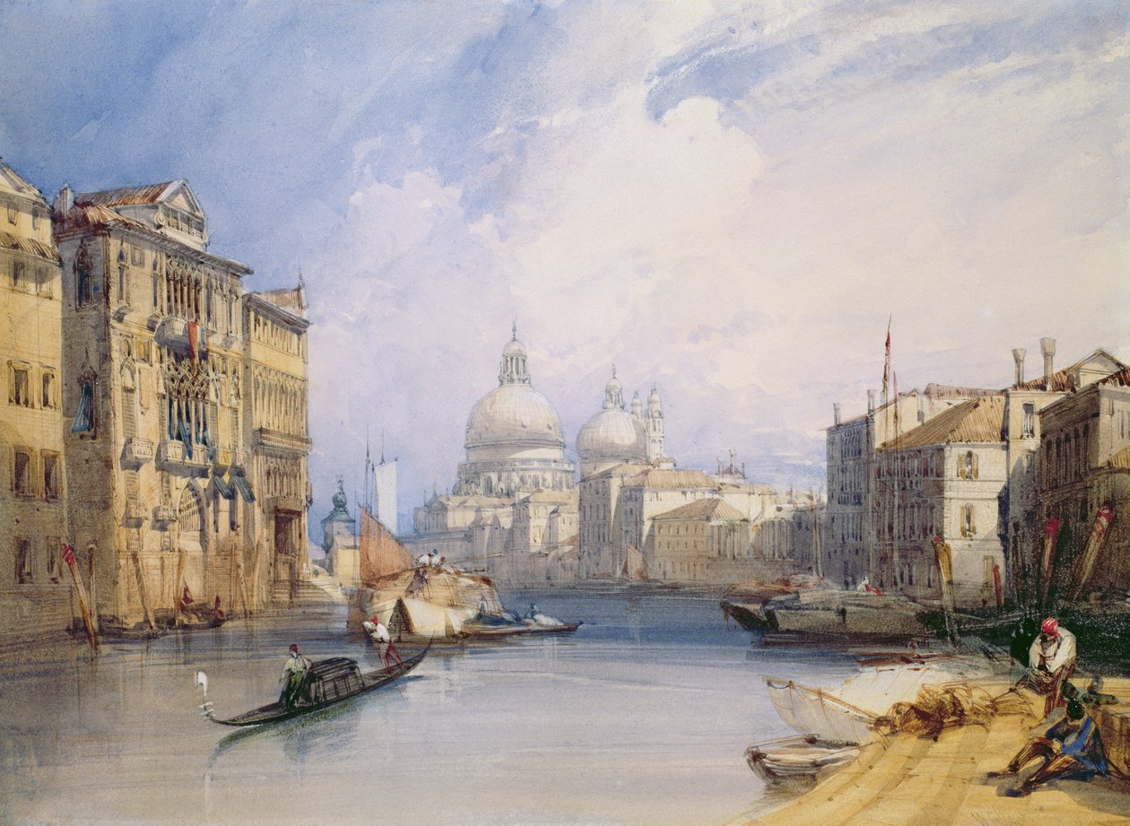 Büyük Kanal, Venedik, 1879 (wc, gövde rengi ve kağıt üzerine kalem ve mürekkep) by William Callow