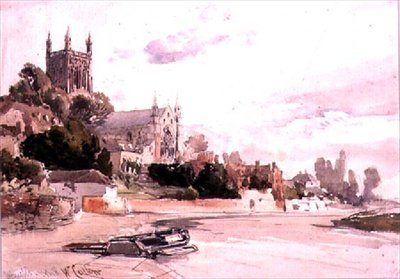 Worcester Katedrali: Nehirden Görülme by William Callow
