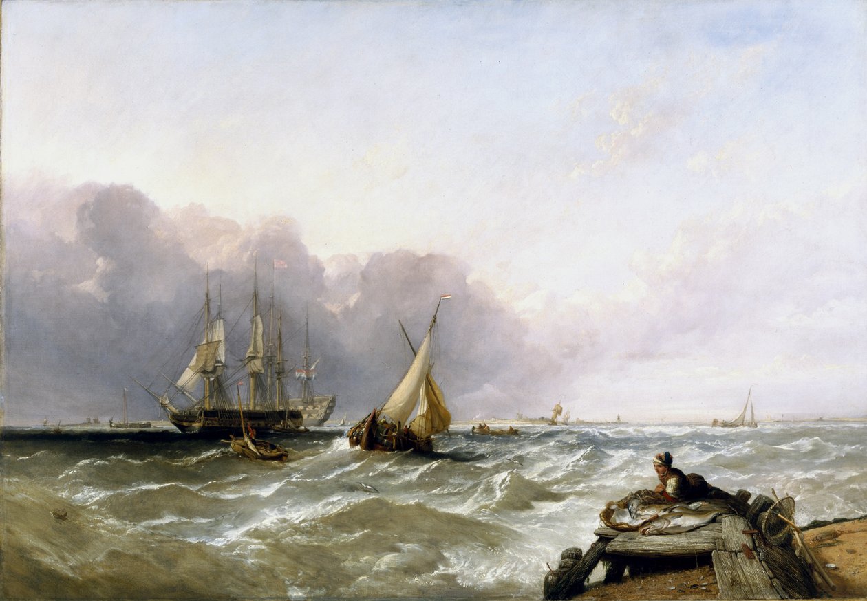 Hollanda Sahili Açıklarında Nakliye, 1830 dolayları by Clarkson Frederick Stanfield