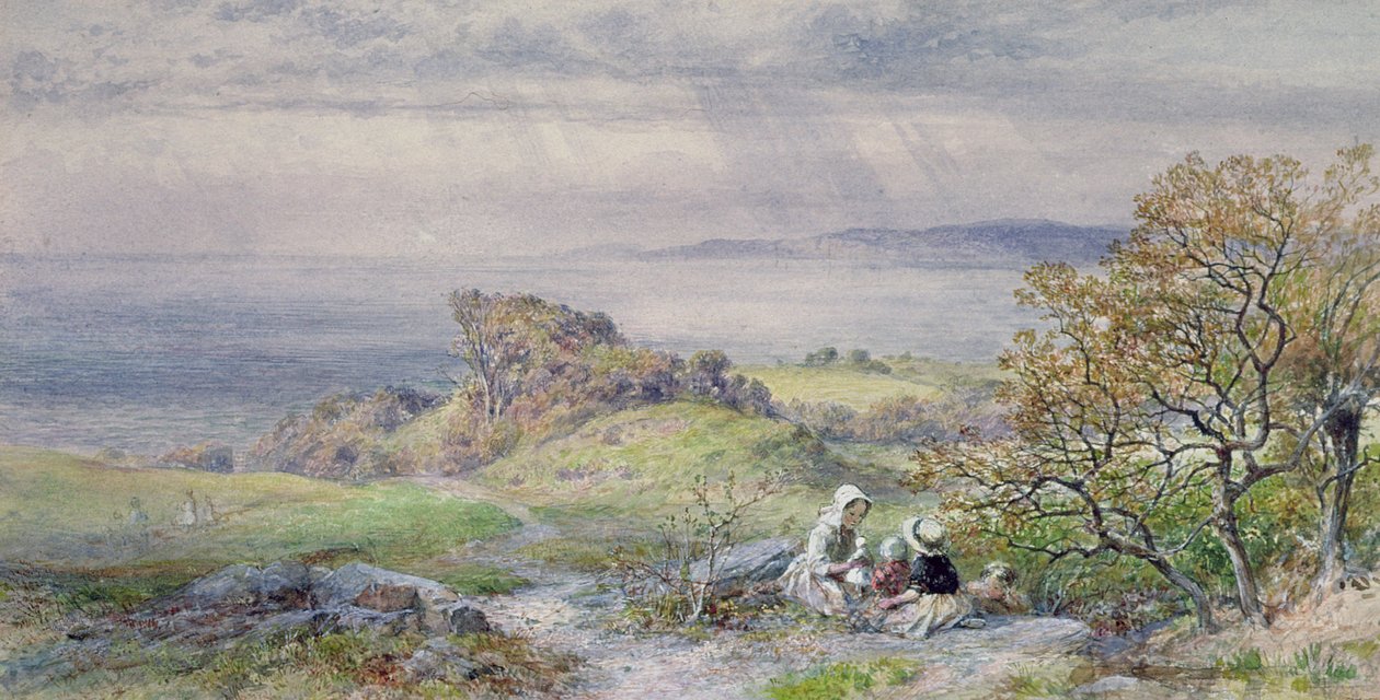 Çocukların Ön Planda Olduğu Sahil Manzarası, 19. Yüzyıl by William Collins