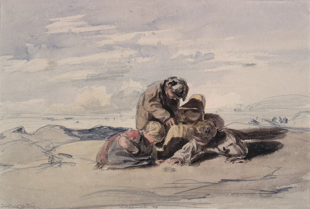 Littlehampton: Kumlarda Oynayan Çocuklarla Deniz Kıyısı Çalışması by William Collins