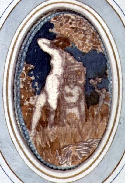Bahçedeki Heykele Yaslanmış Çıplak Kadın Figürü by William Collins