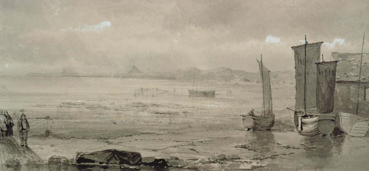 Deniz Kıyısı Çalışması: Alçak Gelgit, Balıkçı Tekneleri ve Balıkçılar, 19. yüzyıl (suluboya) by William Collins