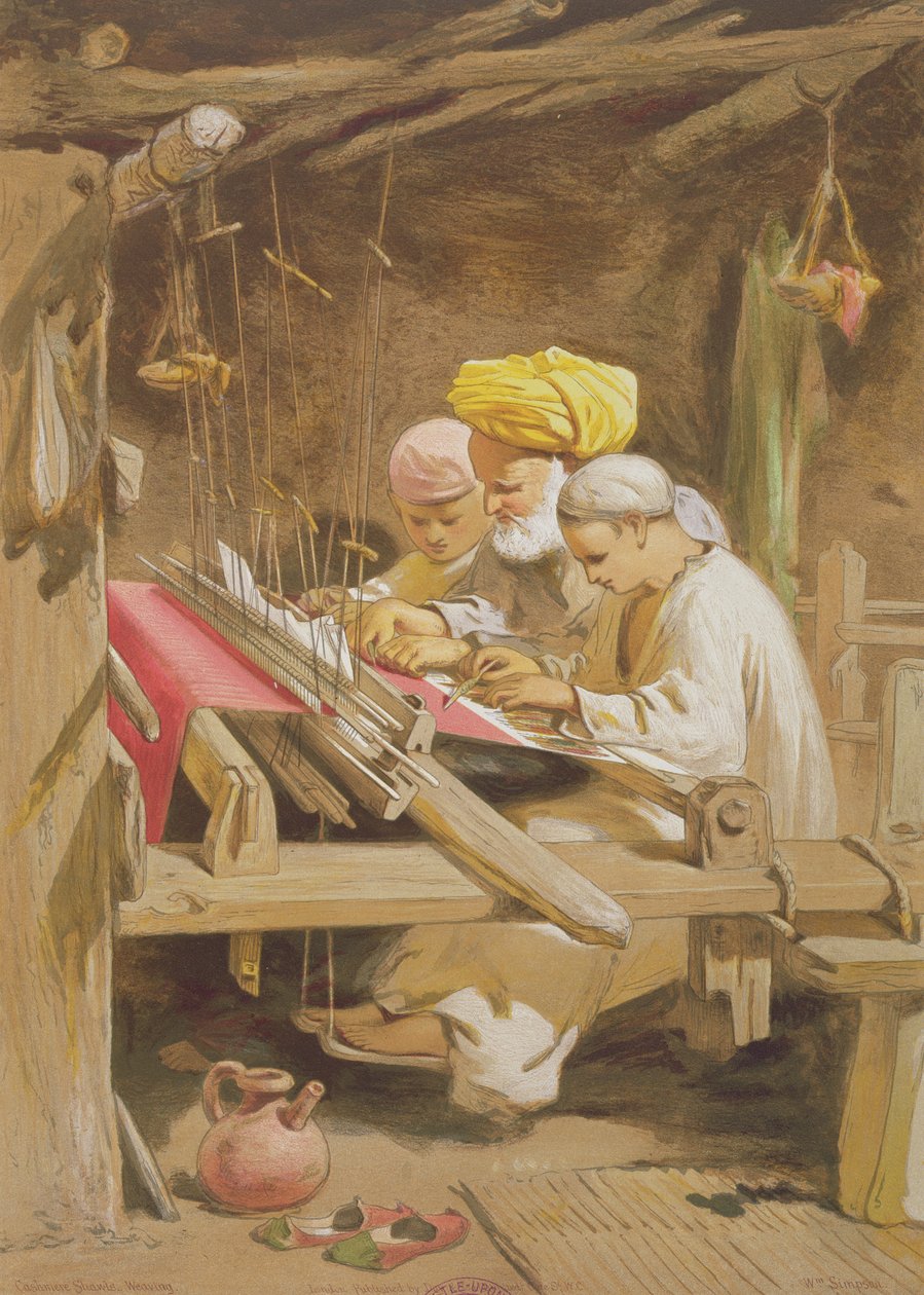 ಕ್ಯಾಶ್ಮೀರ್ ಶಾಲುಗಳು: ನೇಯ್ಗೆ, 1863 (ಕ್ರೋಮೋಲಿಥೋ) ಟರ್ಕ್ by William Crimea Simpson