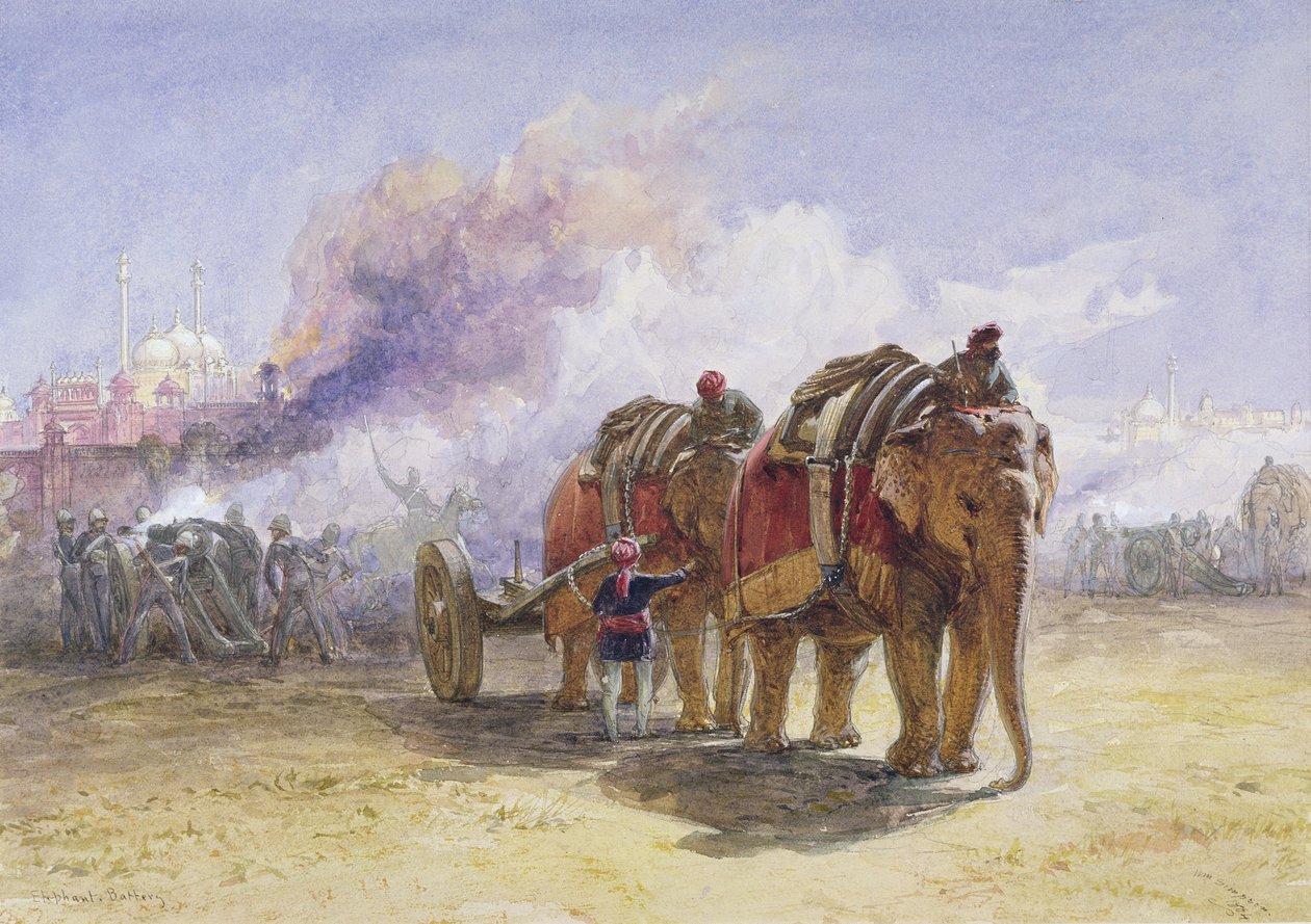 Elephant Battery, 1864 (kağıt üzerinde gövde rengi ile grafit üzerine wc) by William Crimea Simpson