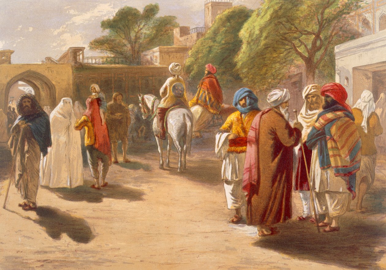Peşaver Pazar Sahnesi, 'Antik ve Modern Hindistan'dan, 1867 by William Crimea Simpson