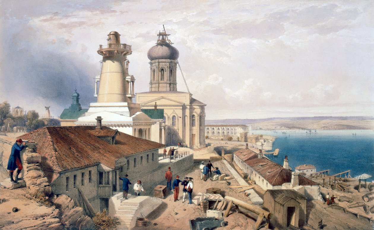 Amirallik, Sivastopol, 'Doğu'daki Savaş Yeri'nden bir levha, pub. Paul ve Dominic Colnaghi und Co., 1856 tarafından by William Crimea Simpson