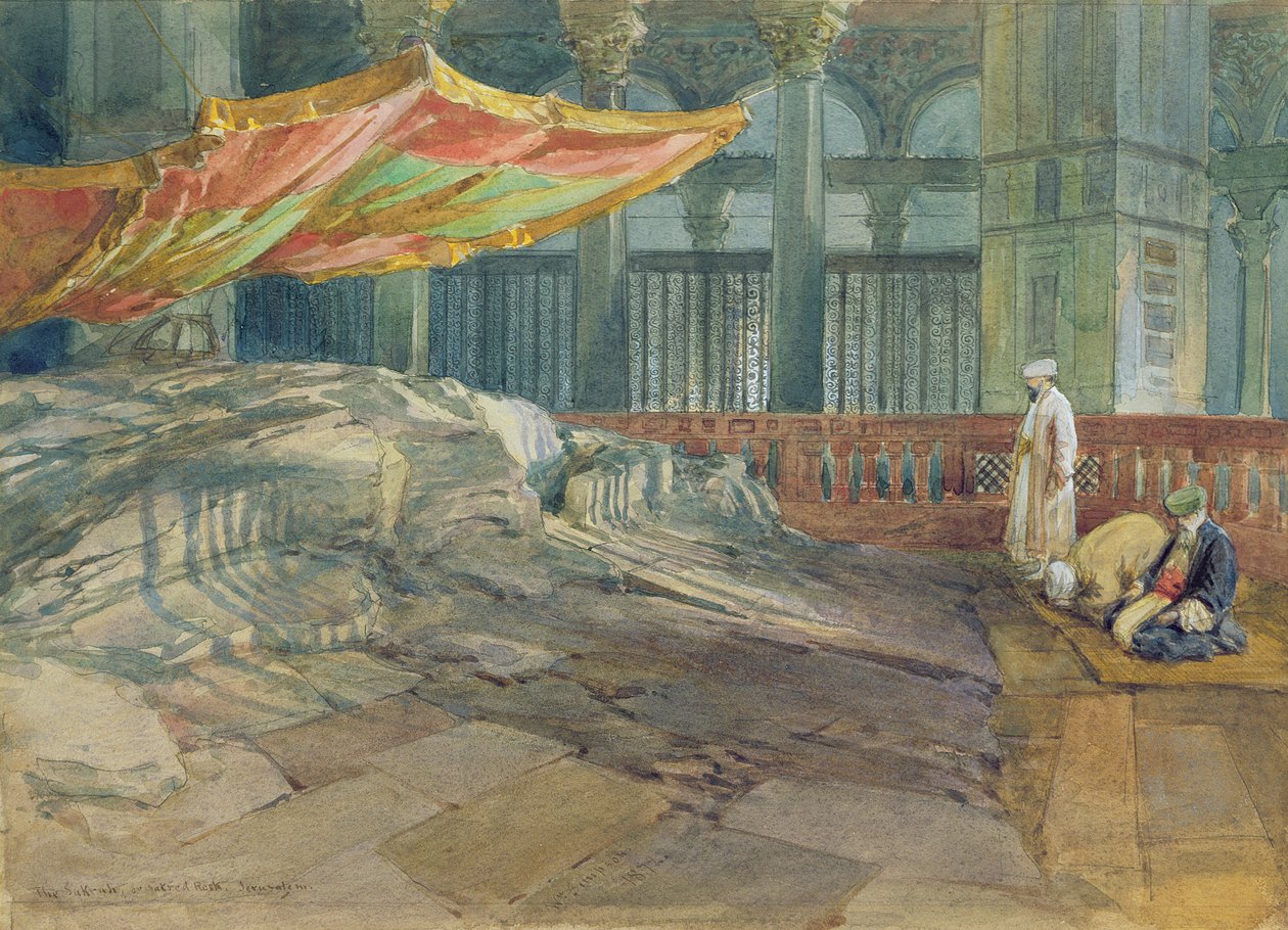 Sakrah veya Kutsal Kaya, Kudüs, 1879 (wc) by William Crimea Simpson