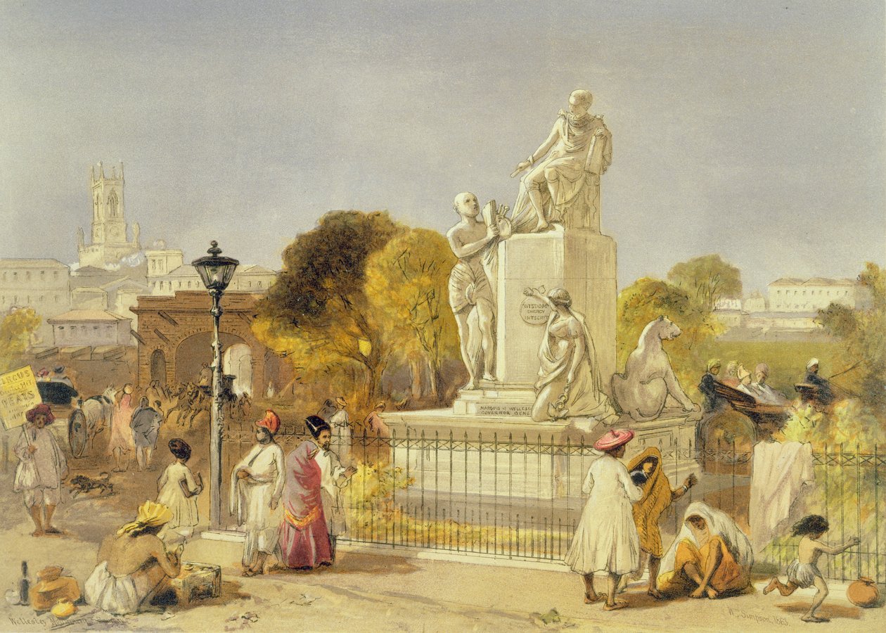Wellesley Anıtı, Bombay, 1863 (kromolitho) by William Crimea Simpson