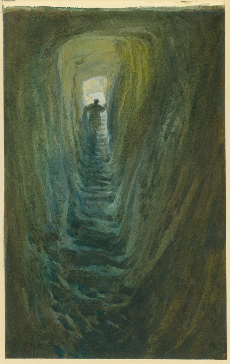 Basamakların Kuyusu, Kudüs, 1871 (kağıt üzerinde wc ve kalem) by William Crimea Simpson