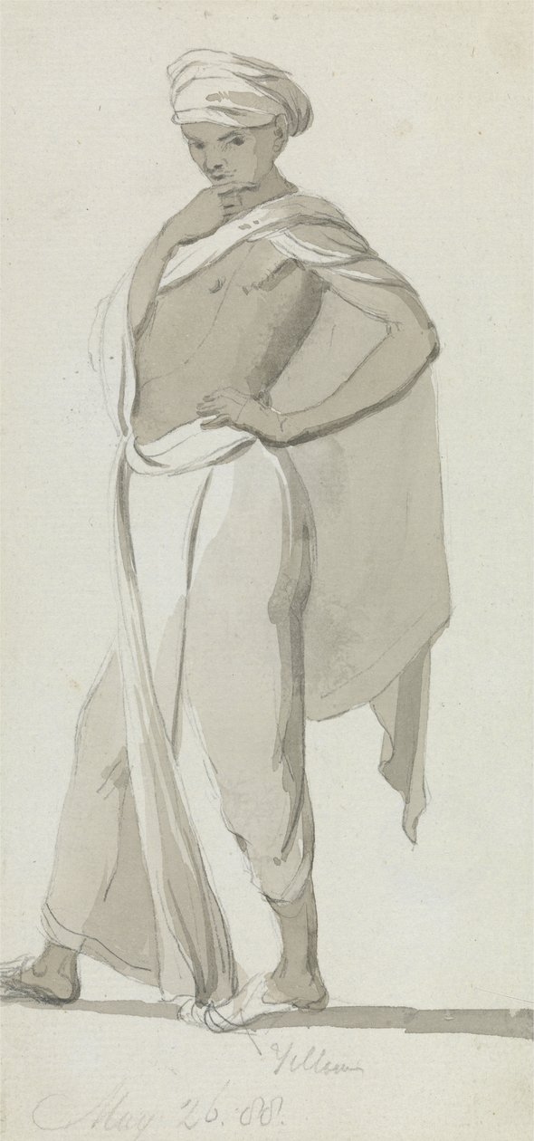 Genç Kızılderili, c.1788 (kağıt üzerinde grafit üzerinde yıkayın) by William Daniell