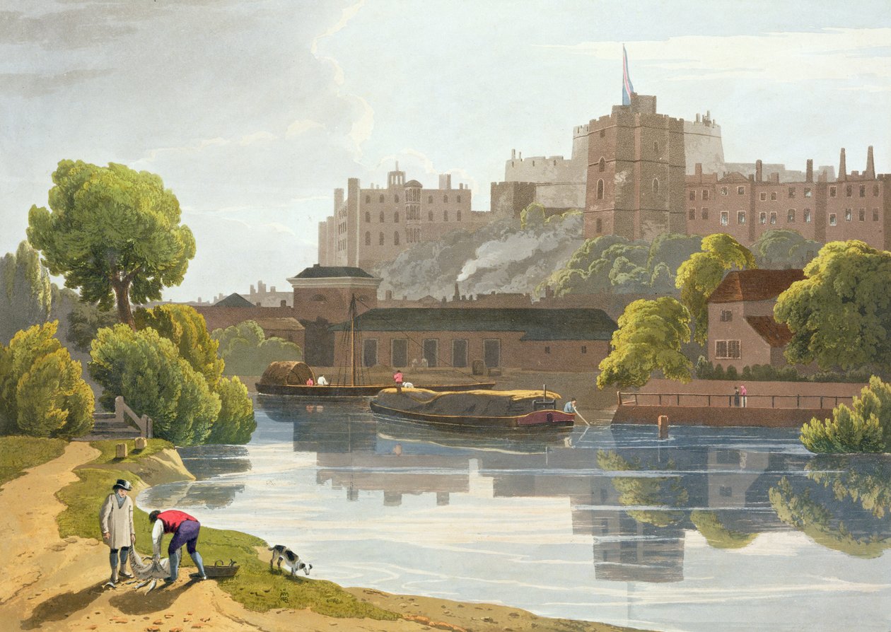 Windsor Kalesi, Windsor, Eton ve Virginia Water manzaralarının bir derlemesinden, c.1827-30 by William Daniell