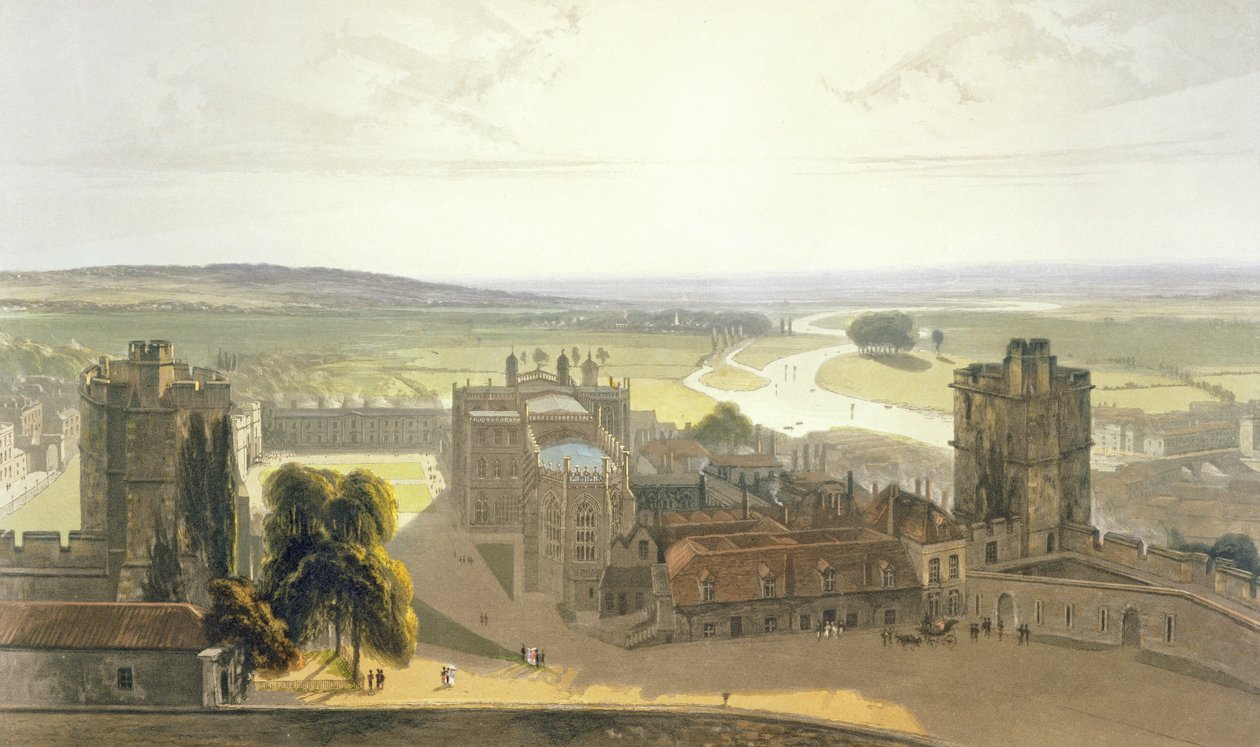 Windsor Kalesi, Windsor, Eton ve Virginia Water manzaralarının bir derlemesinden, c.1825-30 by William Daniell