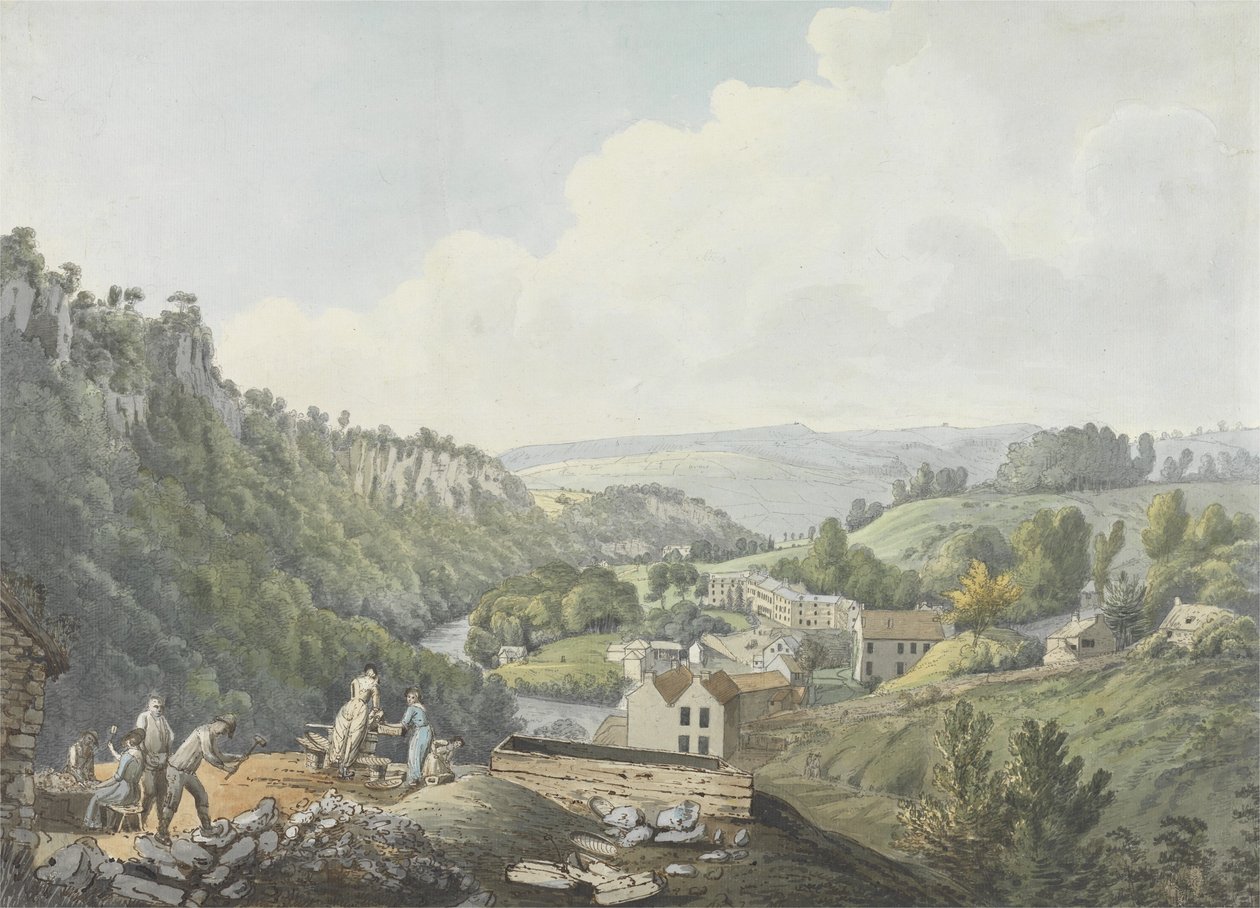 Matlock Baths, Derbyshire, c.1789 (wc, kalem ve kahverengi mürekkep, grafit ve serilmiş kağıt üzerinde yıkama) by William Day