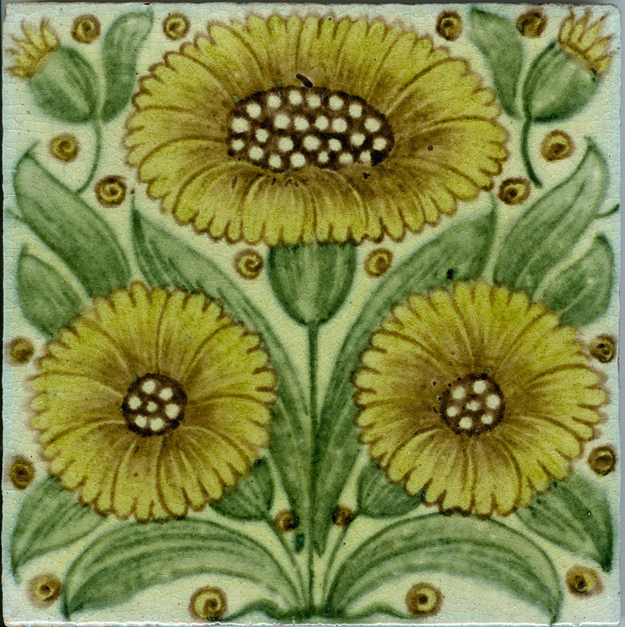 Bedford Park papatya desenli karo (seramik) by William de Morgan