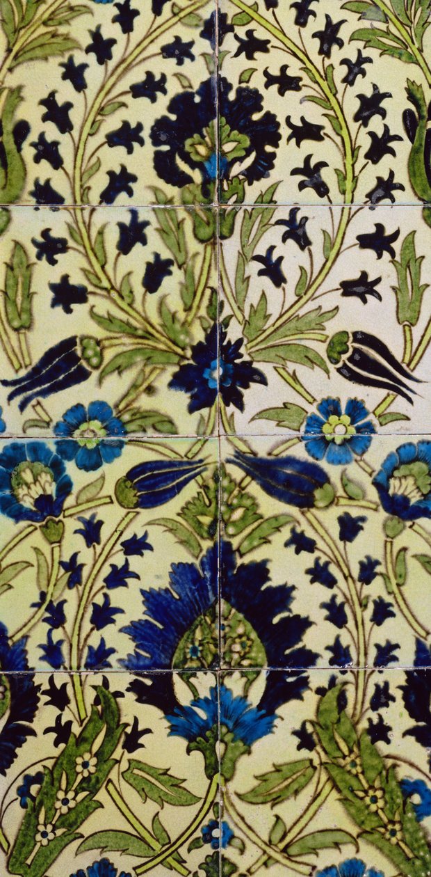 İran çiçek desenli karo panel (seramik) by William de Morgan