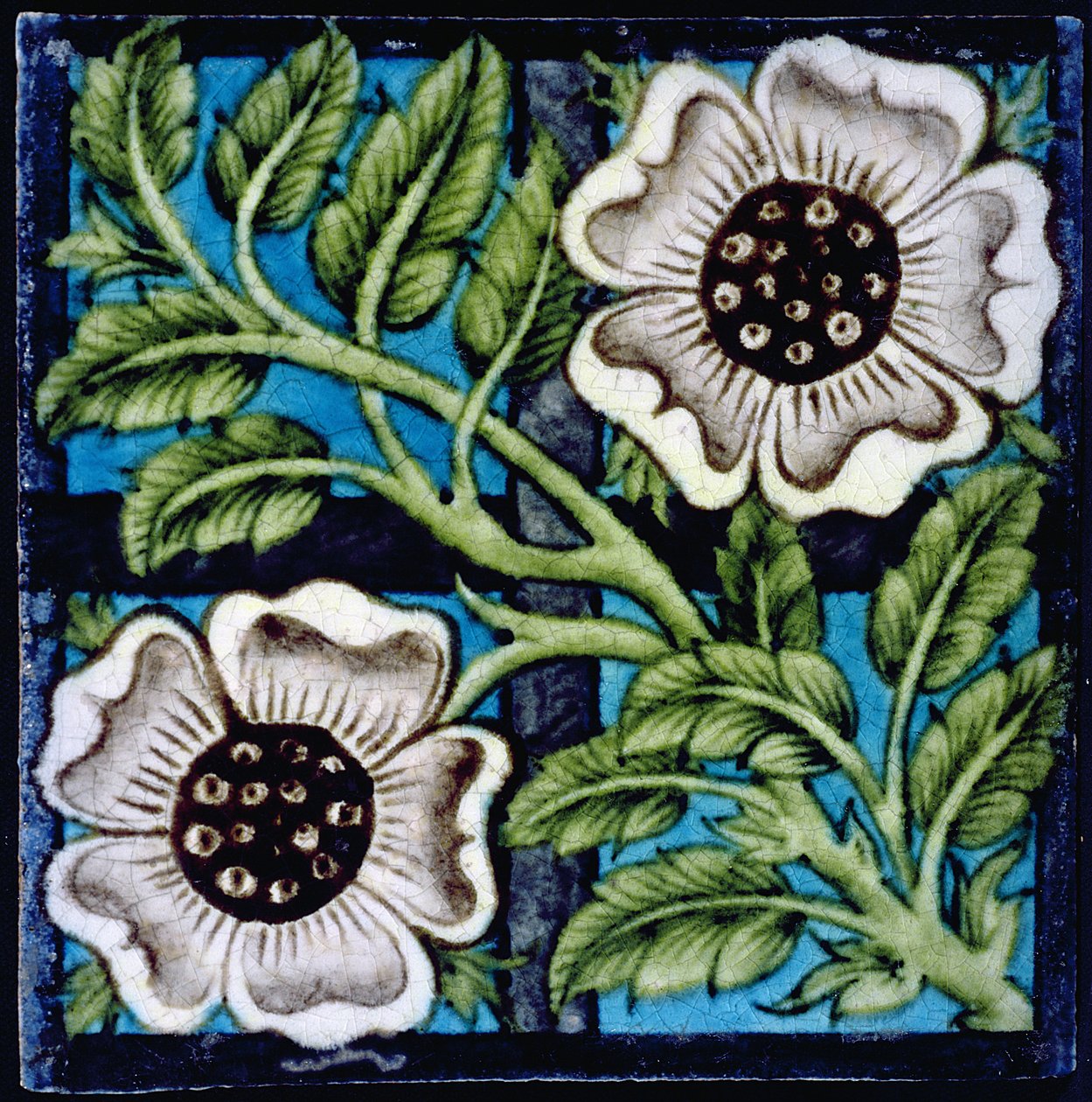 Çiçek desenli karo (seramik) by William de Morgan