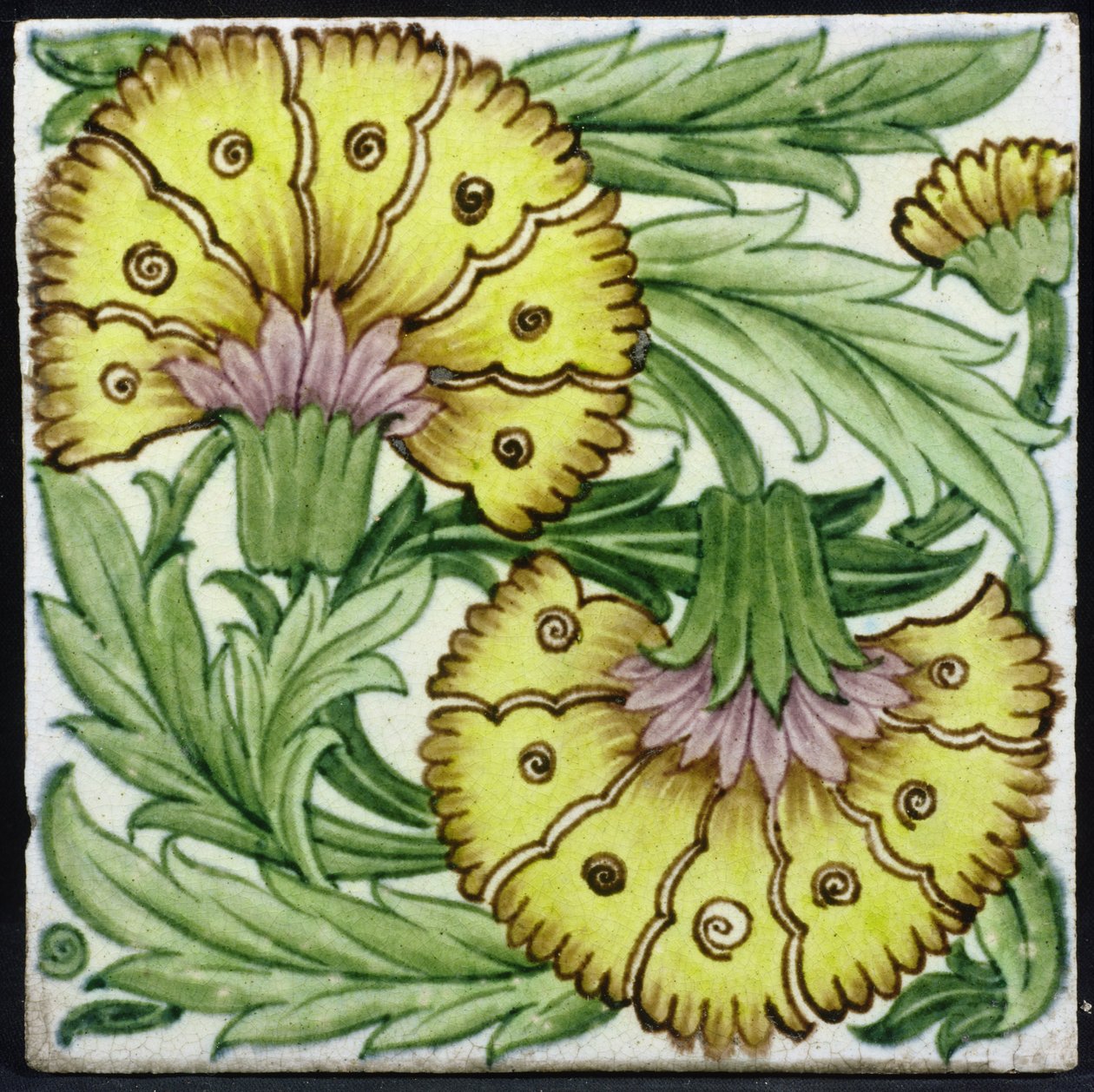 ಹೂವಿನ ಮಾದರಿಯೊಂದಿಗೆ ಟೈಲ್ (ಸೆರಾಮಿಕ್) ಟರ್ಕ್ by William de Morgan