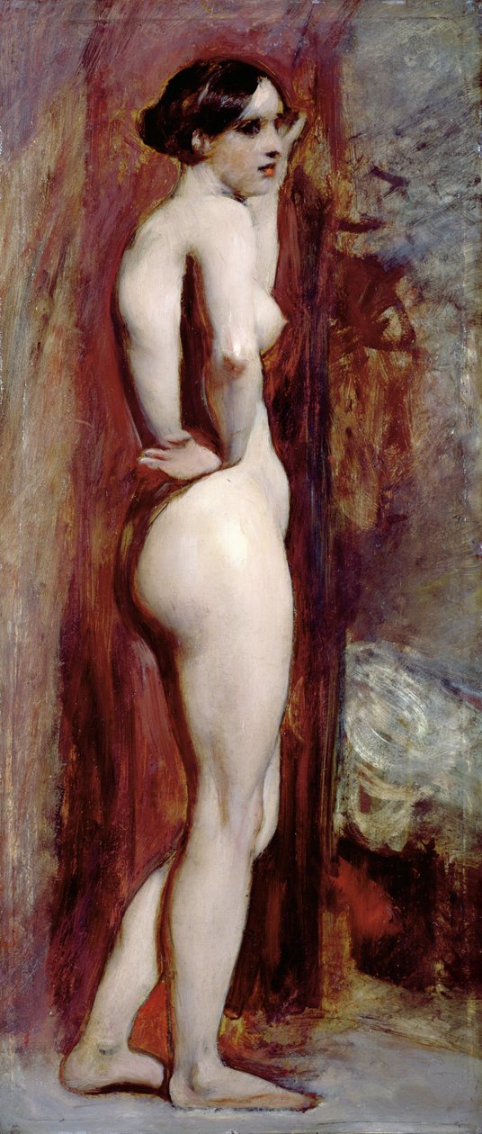 Yandan Çıplak Kadın, 1830 (değirmen tahtasında yağ) by William Etty