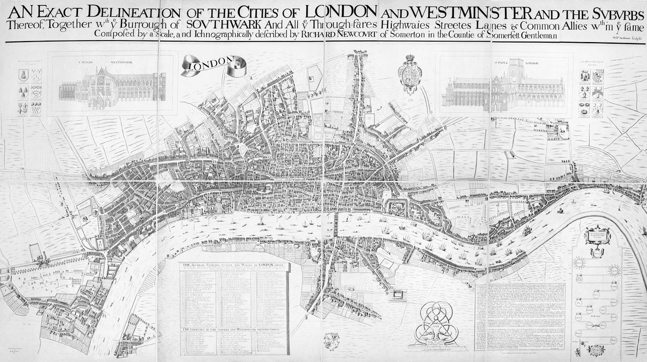Londra ve Westminster şehirlerinin ve banliyölerin Kesin Tanımı by William Faithorne