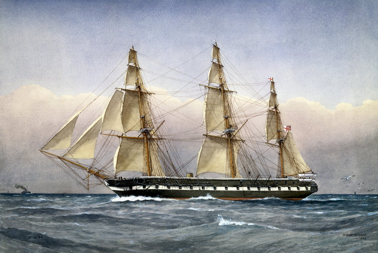 HMS Glasgow Denizde 1861, 1903 (kağıt üzerinde wc) by William Frederick Mitchell