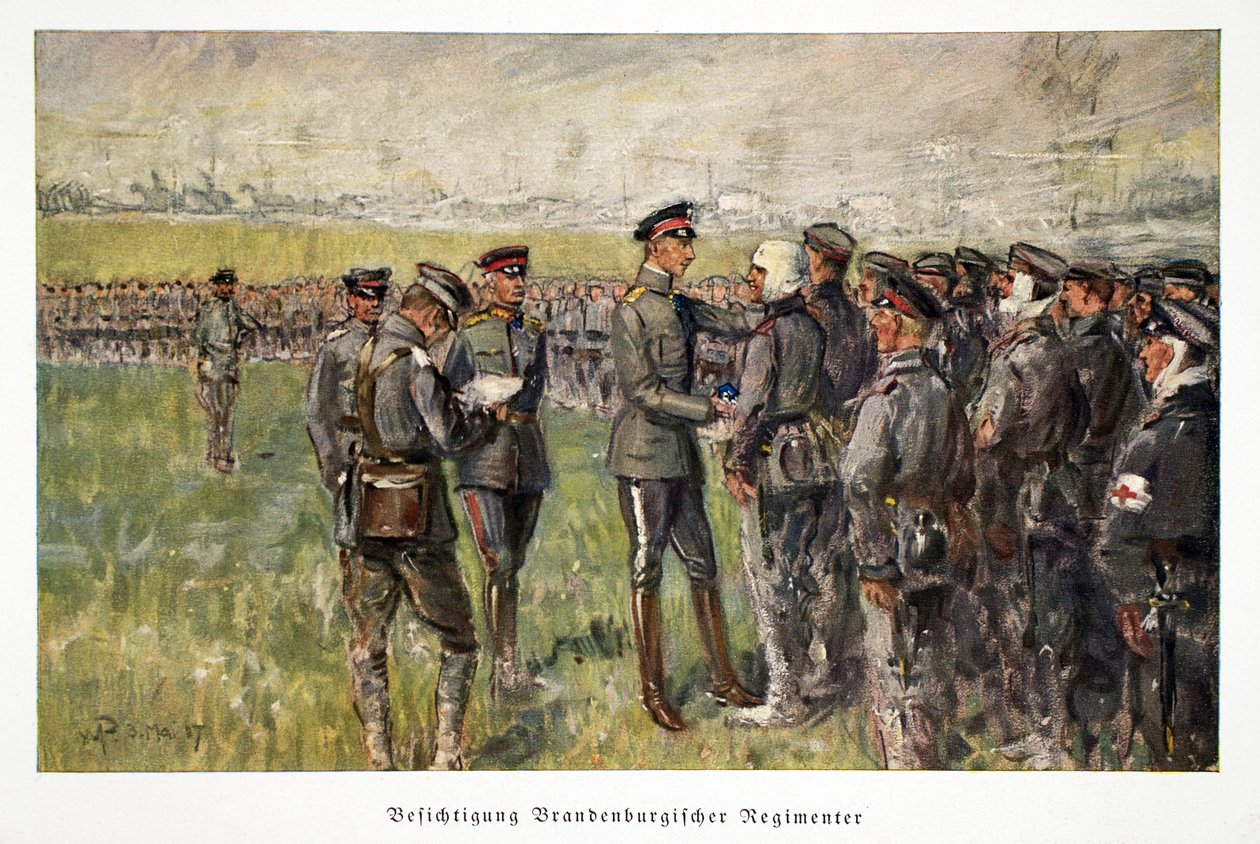 Almanya Veliaht Prensi William, sahada yaralı birlikleri ziyaret ediyor, pub. 3. Meryem 1917 by William Friedrich Georg Pape
