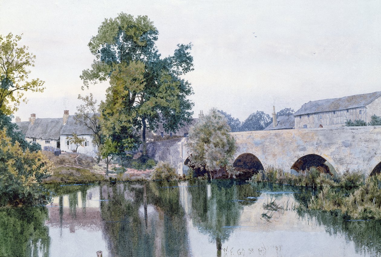 Köye taş köprü, 1889 (kağıt üzerinde wc) by William Garden Fraser
