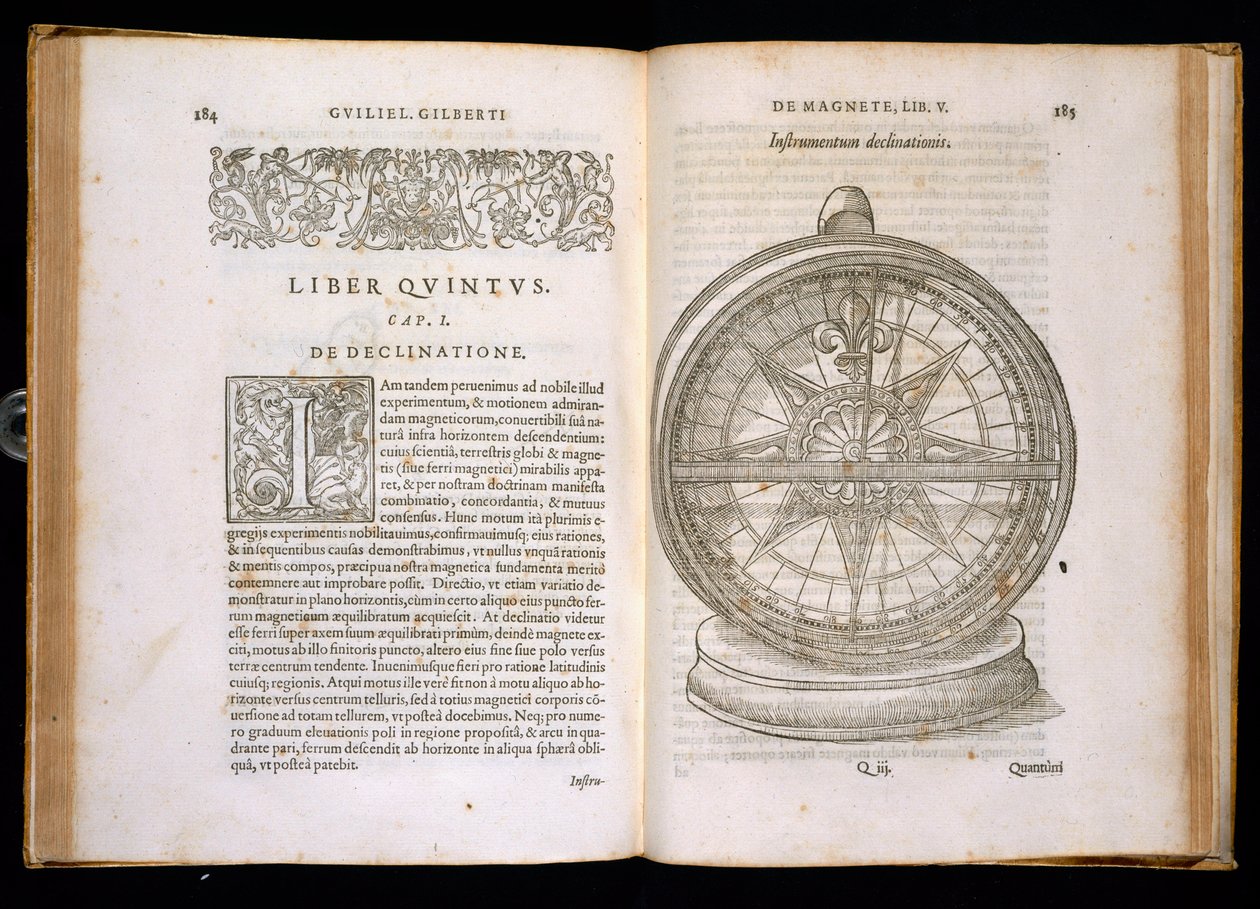 Manyetik ve Manyetik Cisimler Üzerine ve Büyük Manyetik Dünya, pub. Petrus Short, Londra, 1600 by William Gilbert