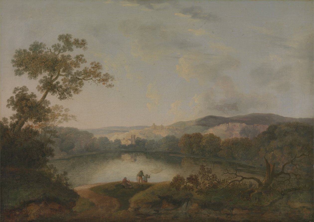 Balıkçılarla Bir Göl Manzarası by William Groombridge