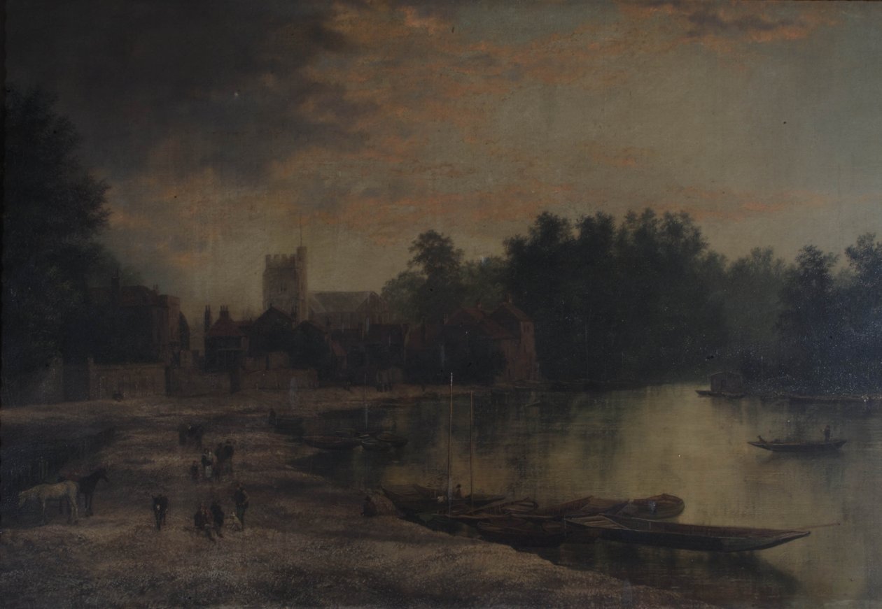 Twickenham Parish Kilisesi ve Eel Pie Adası, 1821 by William Hardurcke