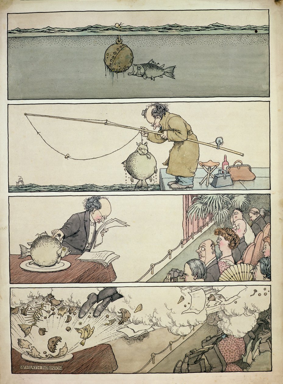 Balık ve Yüzen Maden by William Heath Robinson
