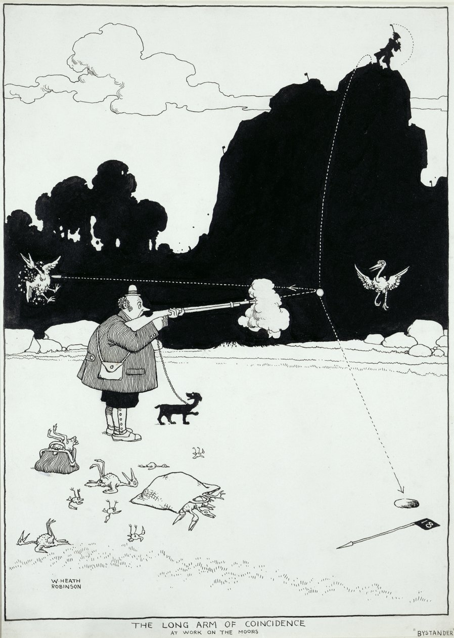 The Long Arm at Work on the Moors , The Bystander için bir örnek, Ağustos 1922 (kalem ve mürekkep) by William Heath Robinson