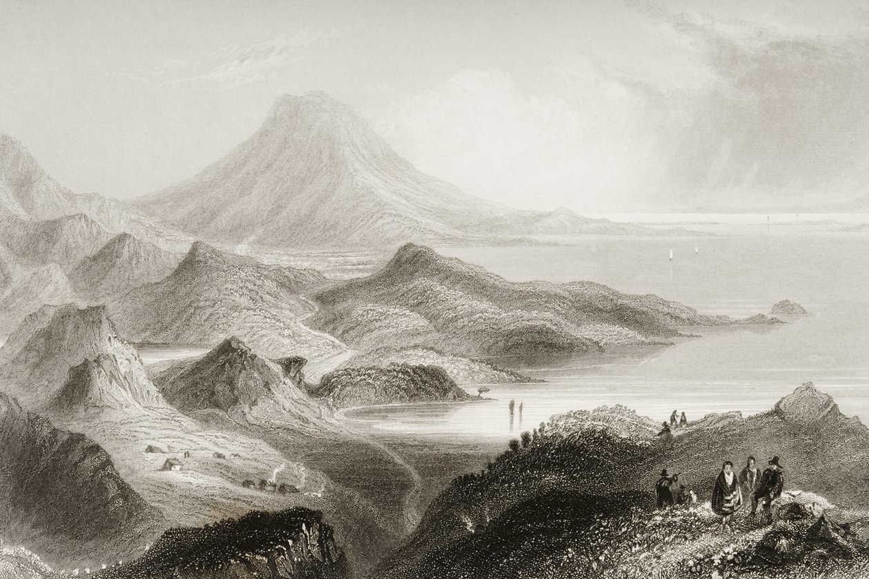 Lough Conn ve Mount Nephin, County Mayo, İrlanda, George Virtue, 1860