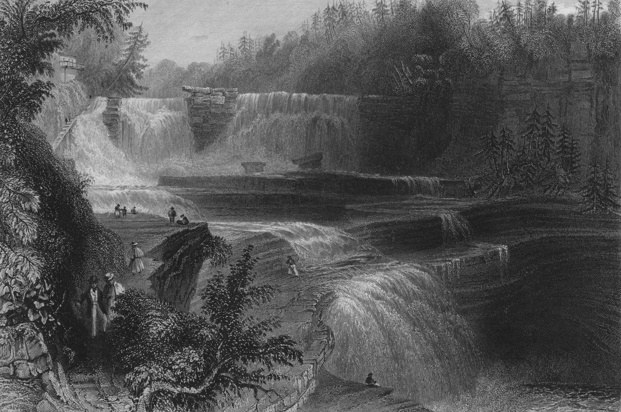Trenton Yüksek Şelalesi, 1838 by William Henry Bartlett