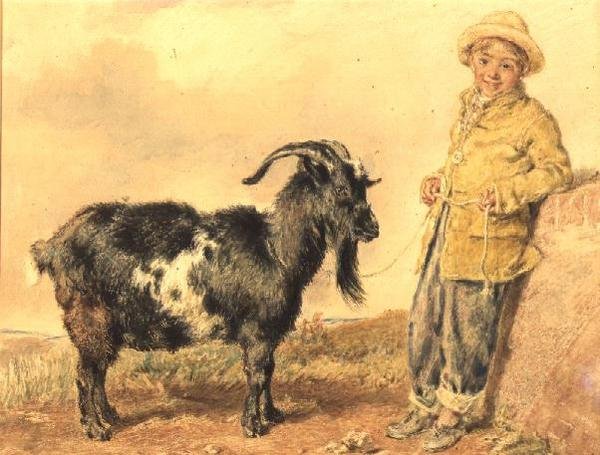 Oğlan ve Keçi, 1836 (wc) by William Henry Hunt