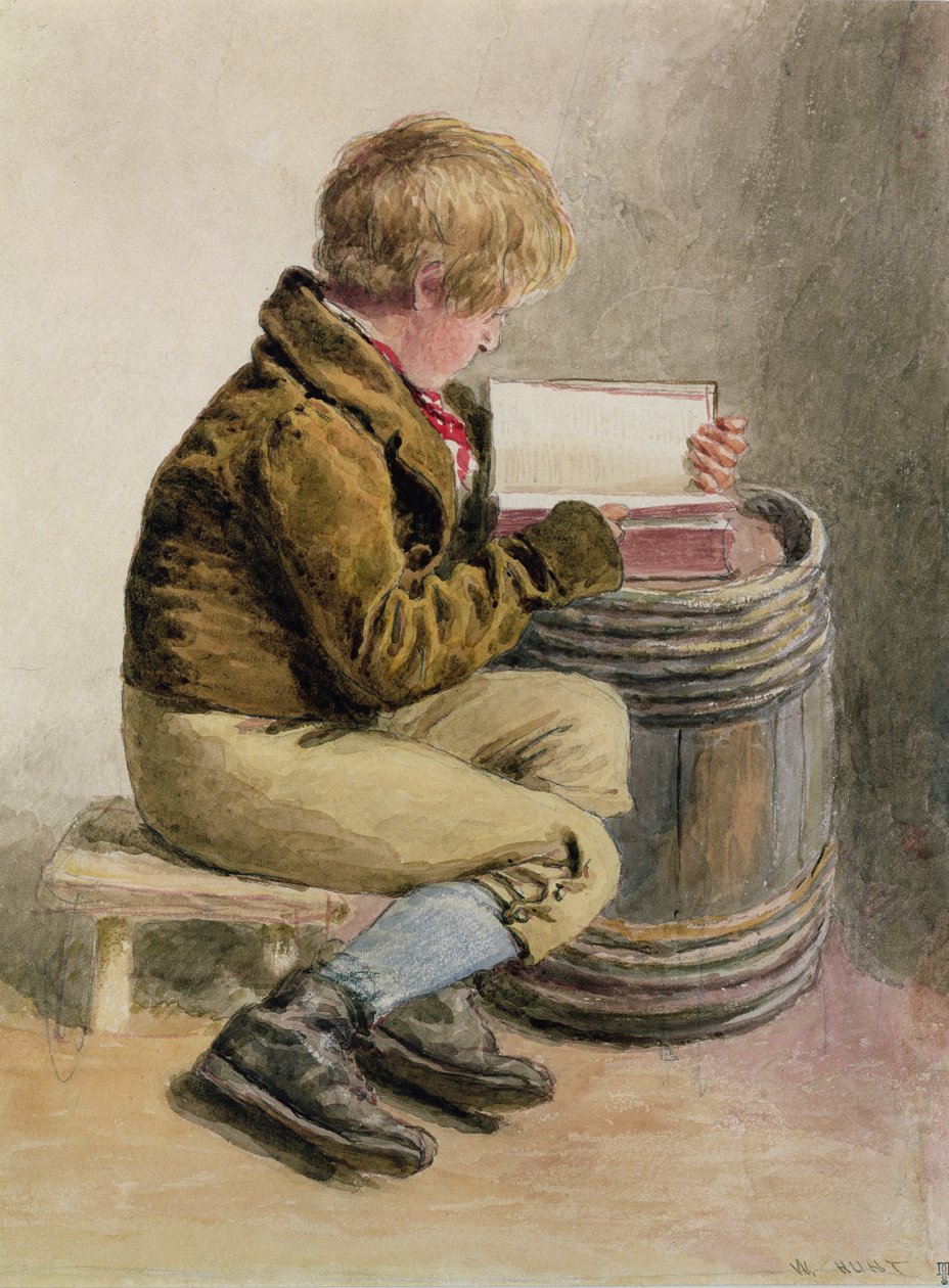 Küçük çocuk kitap okuyor (wc) by William Henry Hunt