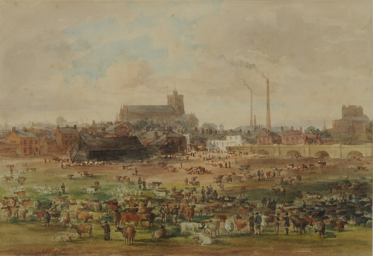 The Sands, Carlisle - The Cattle Market, 1864 (kağıt üzerinde wc) by William Henry Nutter