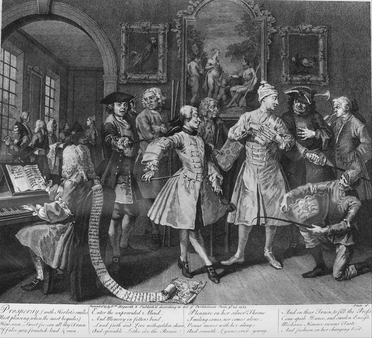 A Rakes Progress, Plaka 2, Çevresinde Sanatçılar ve Profesörler by William Hogarth
