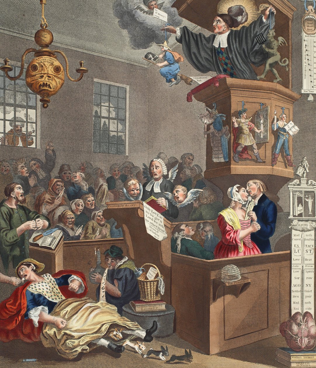 Güvenilirlik, Batıl İnanç ve Fanatizm, 'Hogarth Restore Edildi: Ünlü William Hogarth'ın Bütün Eserleri, Thomas Cook tarafından yeniden oyulmuş', pub. 1812 (el boyaması gravür) by William Hogarth