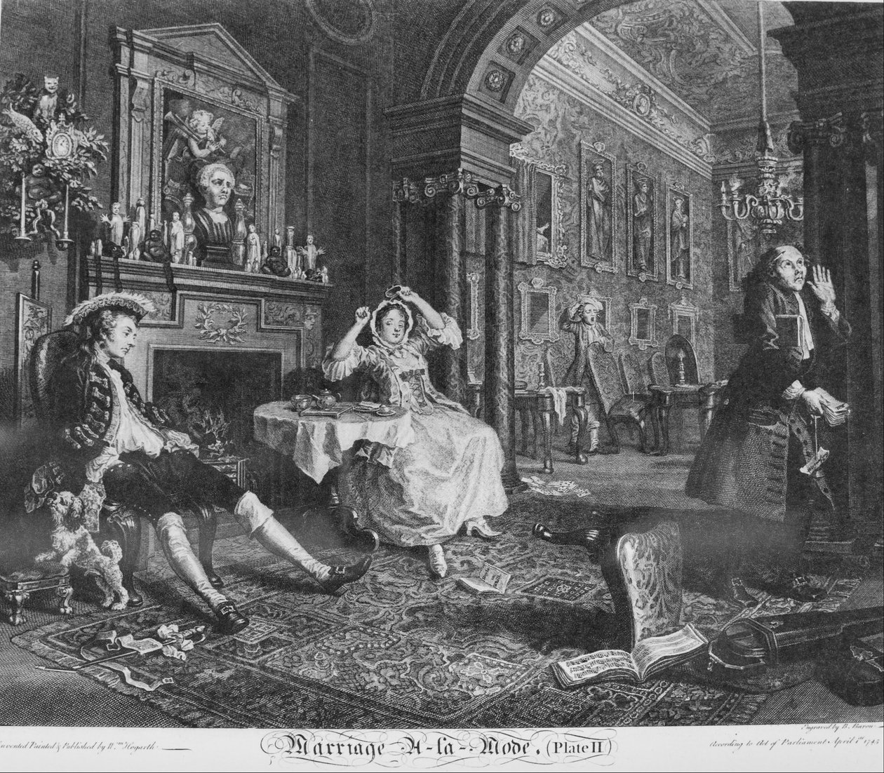 Evlilik à la Mode, Plaka 2, (Sabah erken) by William Hogarth